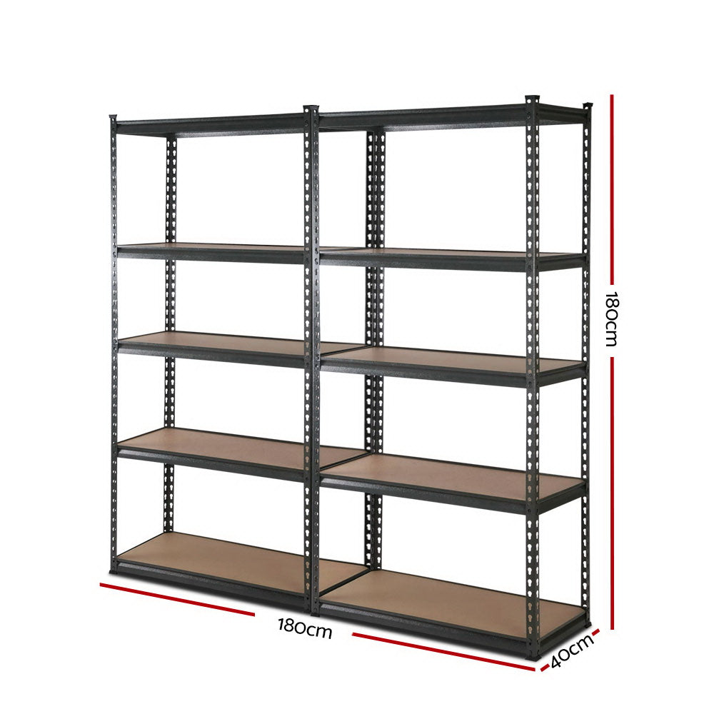 Giantz 2X1.8M 5-Shelves Steel Warehouse Shelving Racking Garage Storage Grey