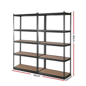 Giantz 2X1.8M 5-Shelves Steel Warehouse Shelving Racking Garage Storage Grey