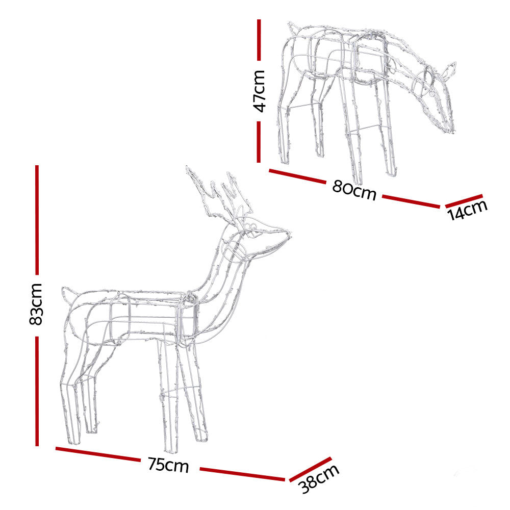 Jingle Jollys Christmas Motif Lights Led Rope Reindeer Waterproof Solar Powered