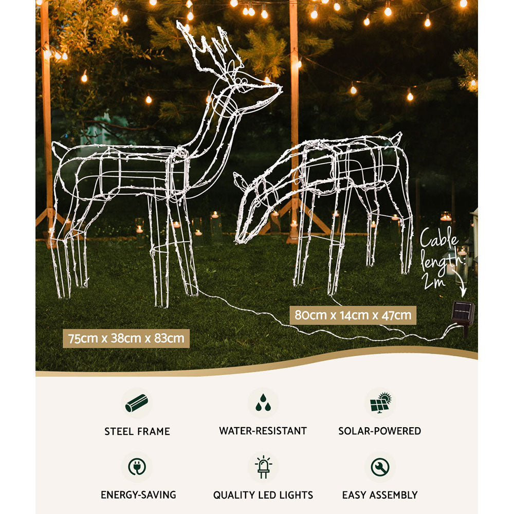 Jingle Jollys Christmas Motif Lights Led Rope Reindeer Waterproof Solar Powered
