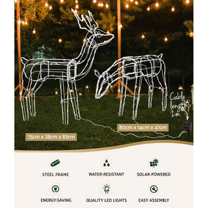 Jingle Jollys Christmas Motif Lights Led Rope Reindeer Waterproof Solar Powered