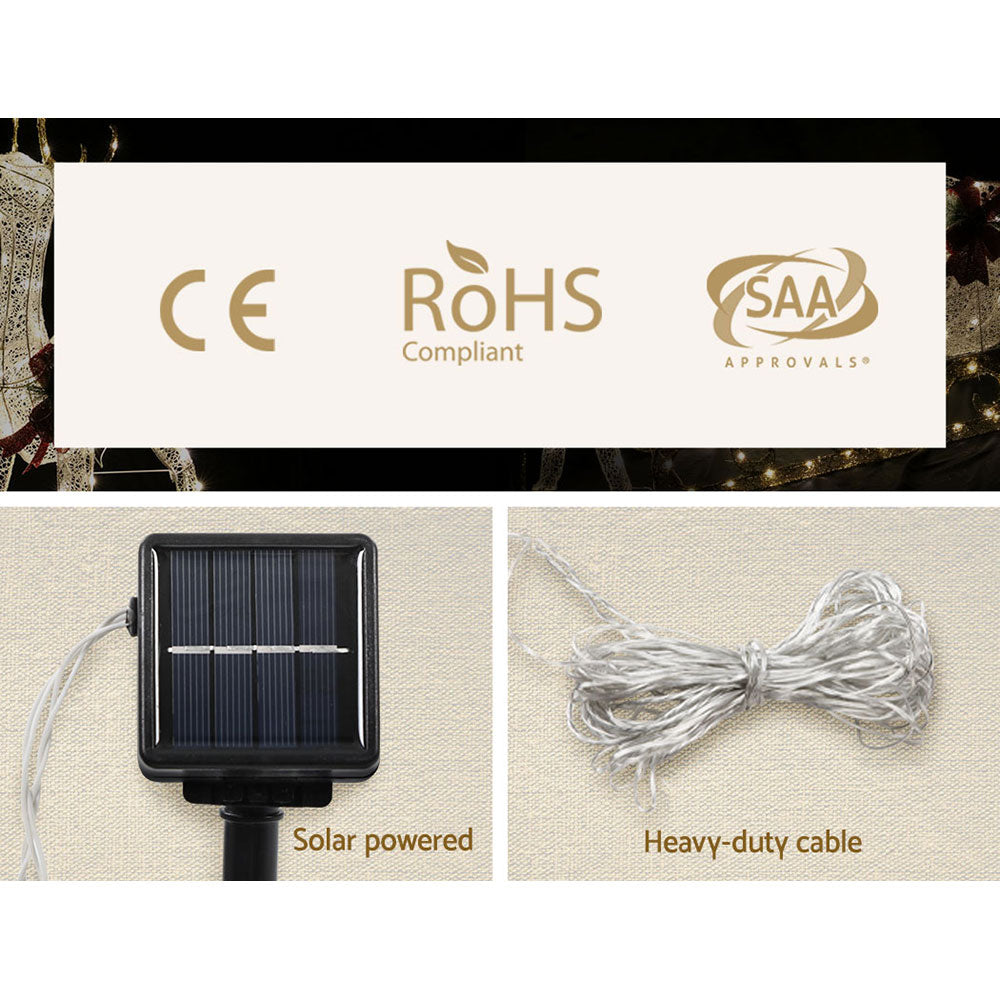Jingle Jollys Christmas Motif Lights Led Rope Reindeer Waterproof Solar Powered