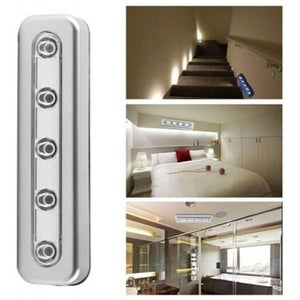 Brightness Wireless Wall 5 Led Cabinet Closet Self Stick Tap Light Silver