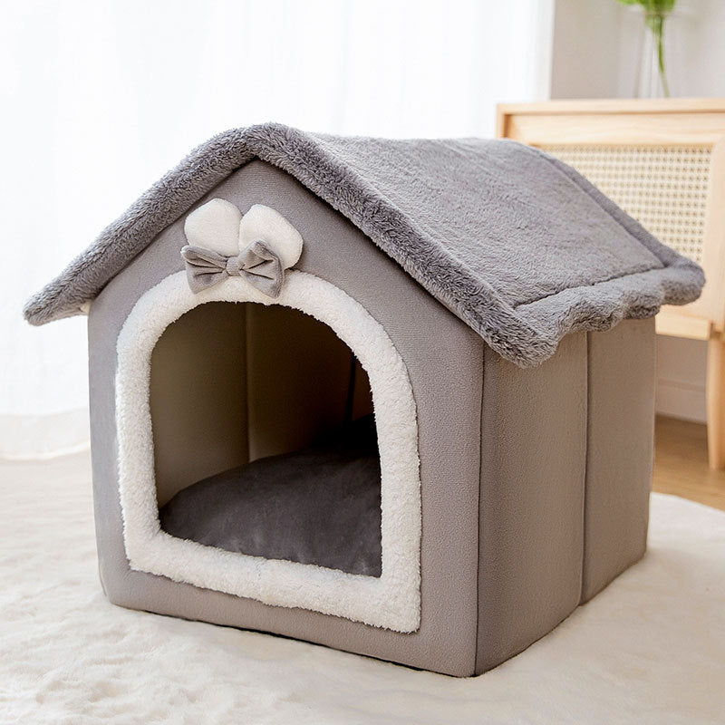 Indoor Soft Warm Plush Dog House Pet Bed