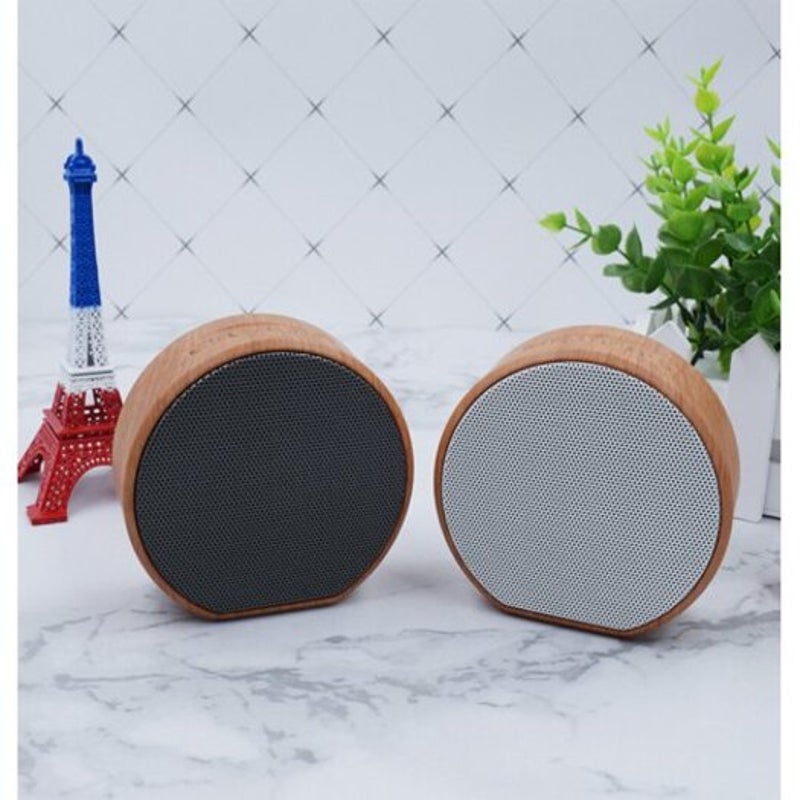 A60 Wood Grain Mini Bluetooth Speaker Bass Outdoor Wireless Black