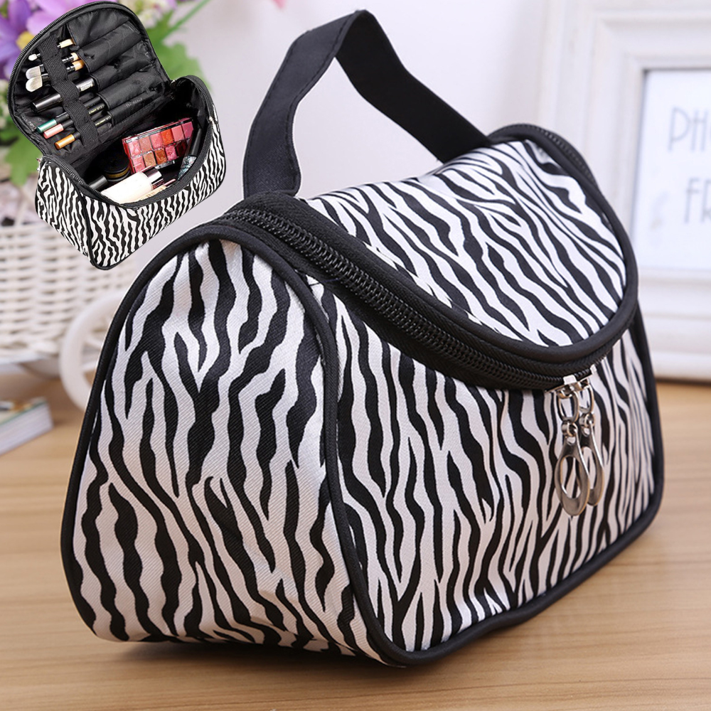 Zebra Print Waterproof Nylon Jewelry Digital Makeup Organizer Storage Bag