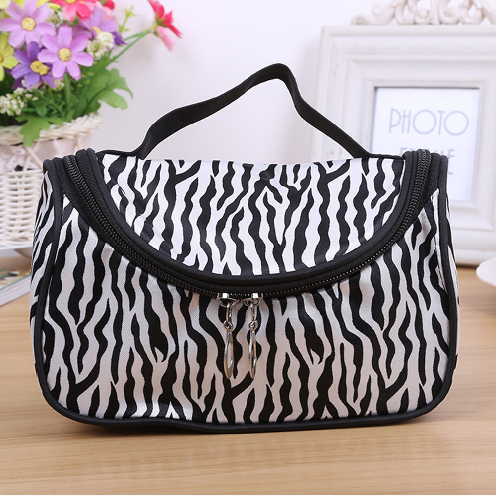 Zebra Print Waterproof Nylon Jewelry Digital Makeup Organizer Storage Bag