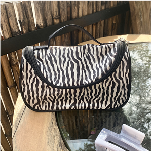 Zebra Print Waterproof Nylon Jewelry Digital Makeup Organizer Storage Bag