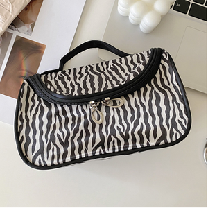 Zebra Print Waterproof Nylon Jewelry Digital Makeup Organizer Storage Bag