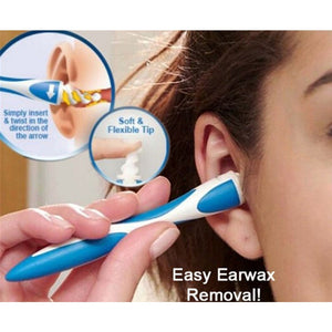Ear Wax Cleaner Earwax Remover Tool Soft Silicone Spiral 16 Replacement Heads Q Tip