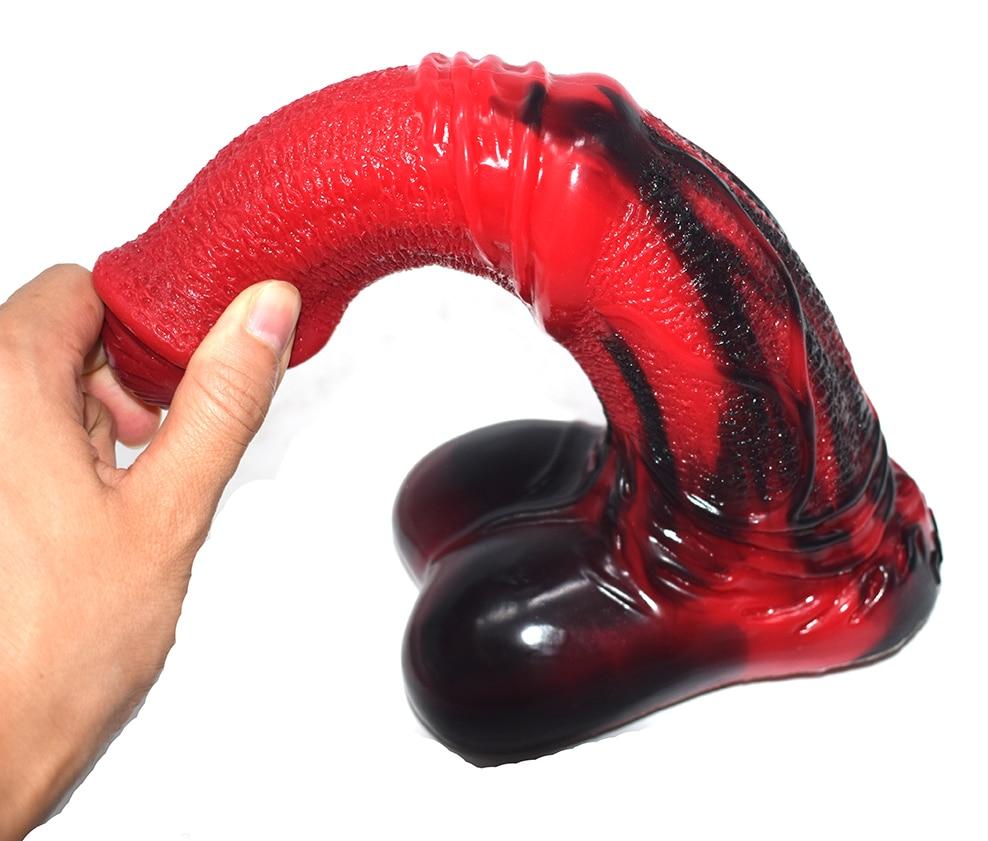 Animal Horse Big Dong Silicone Cock And Balls Dildo Penis Large