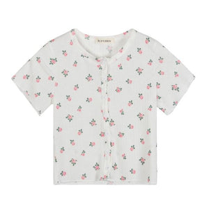 Little Flower Summery Crop Top With Buttons Kawaii Shirt Women
