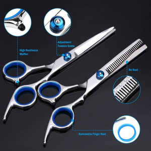 Professional Hair Cutting Scissors 9 Pcs Barber Thinning Hairdressing Shears Stainless Steel Set With Cape Clips Comb Fo