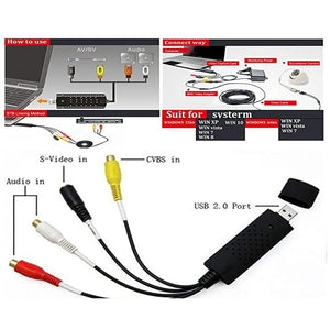 Video Audio Vhs Vcr Usb Capture Card To Dvd Converter Adapter
